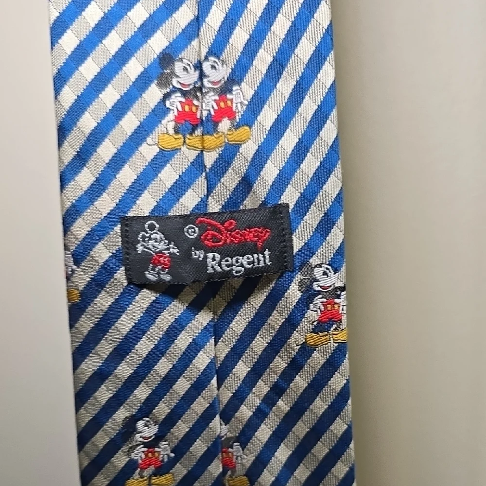 Disney Blue and‎ Cream Striped Mickey Mouse Tie